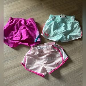 EUC Bundle (3) Girls 4T Athletic Shorts. 2 Nike and 1 Under Armor